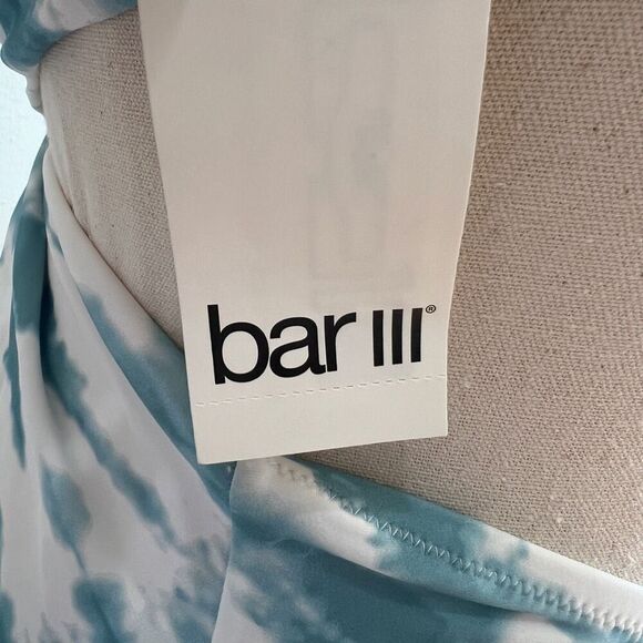 Bar III Spiraling Twist-Front Monokini One-Piece Swimsuit Aqua Blue White Size M - Picture 11 of 14